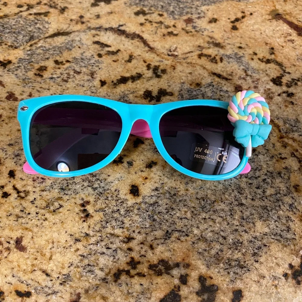 Girls seafoam green and pink lollipop sunglasses